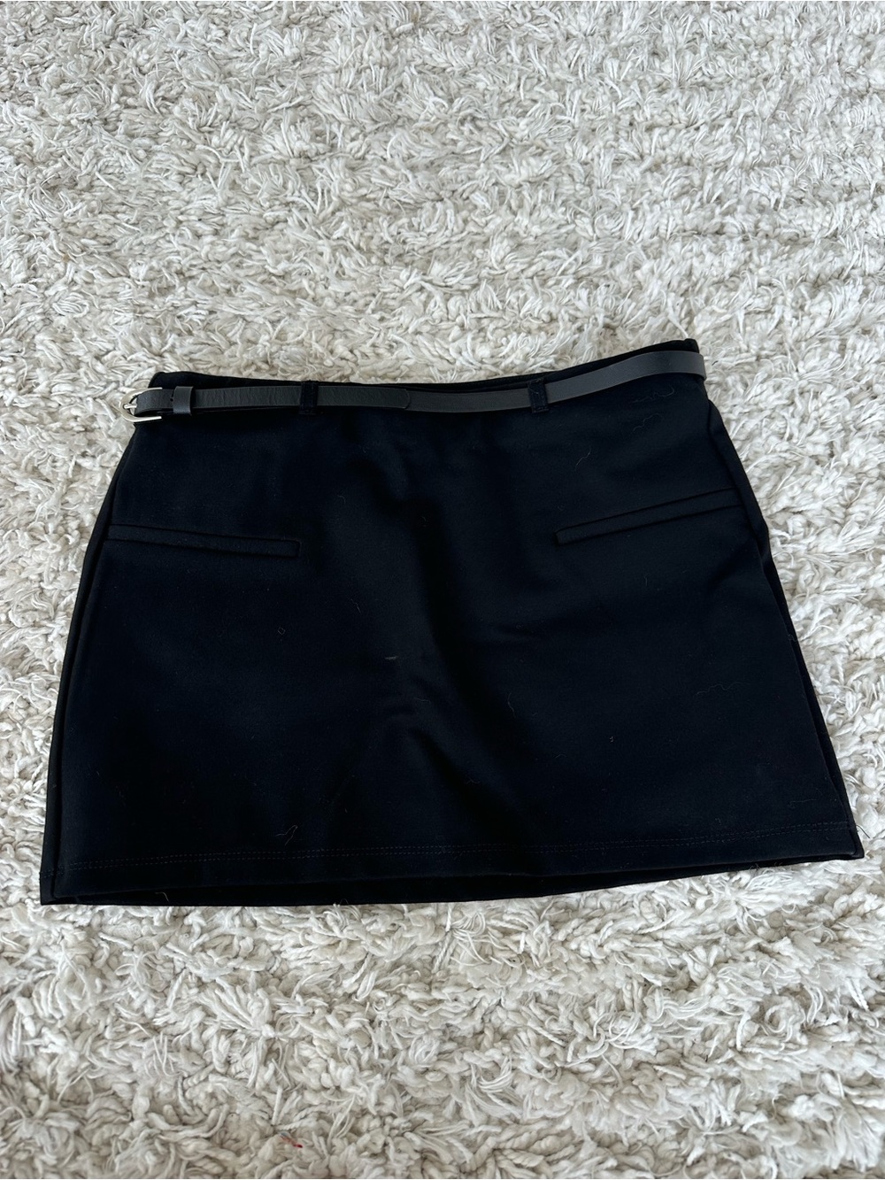 Zara Black Mini Skirt with Slim Belt
